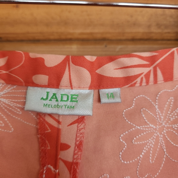 Jade 💜 Melody Tam Floral Crop Capri Pants Embroidered Beaded Orange‎ 14 X 24" - Picture 8 of 9